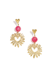 Statement Oorbellen hart en kraal roze