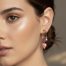 Stainless steel musthave oorbellen lente goud met gekleurde kralen