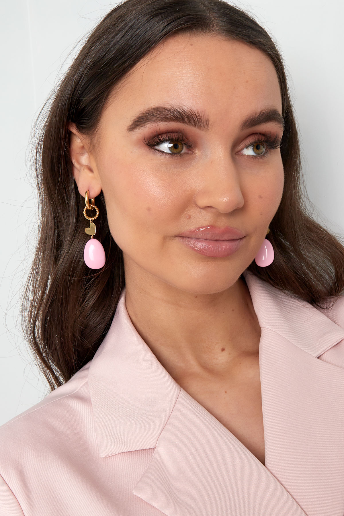 Oorbellen charms  roze