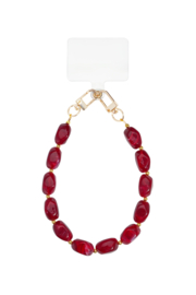 Telefoonkoord kralen rood bordeaux