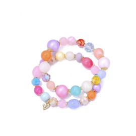 Set kralen armbanden goud met kleurtjes