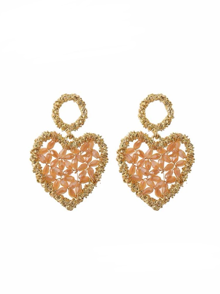 Statement oorbellen pretty heart stones