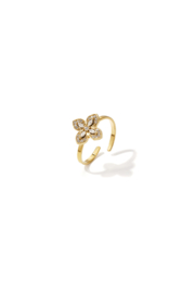 Ring goud met klaver en steentjes