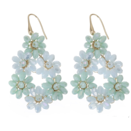 Statement oorbellen bloem blauw