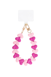 Telefoonkoord hartjes roze mix