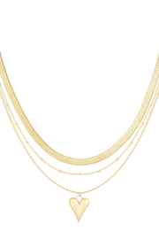 Ketting met 3 in 1 effect goudkleurig met hartje