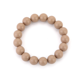 Kralen armband elastiek beige