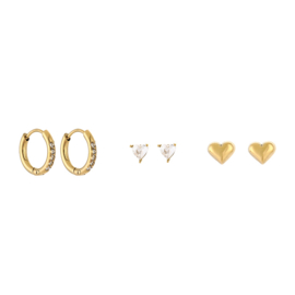 Earparty voor 3 gaatjes goud love