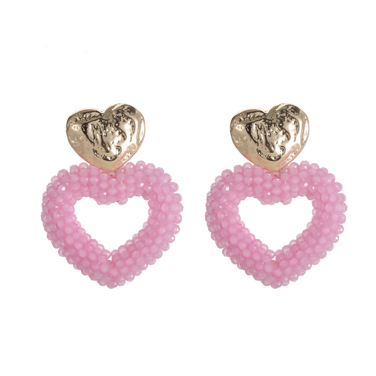 Statement oorbellen hartjes pink