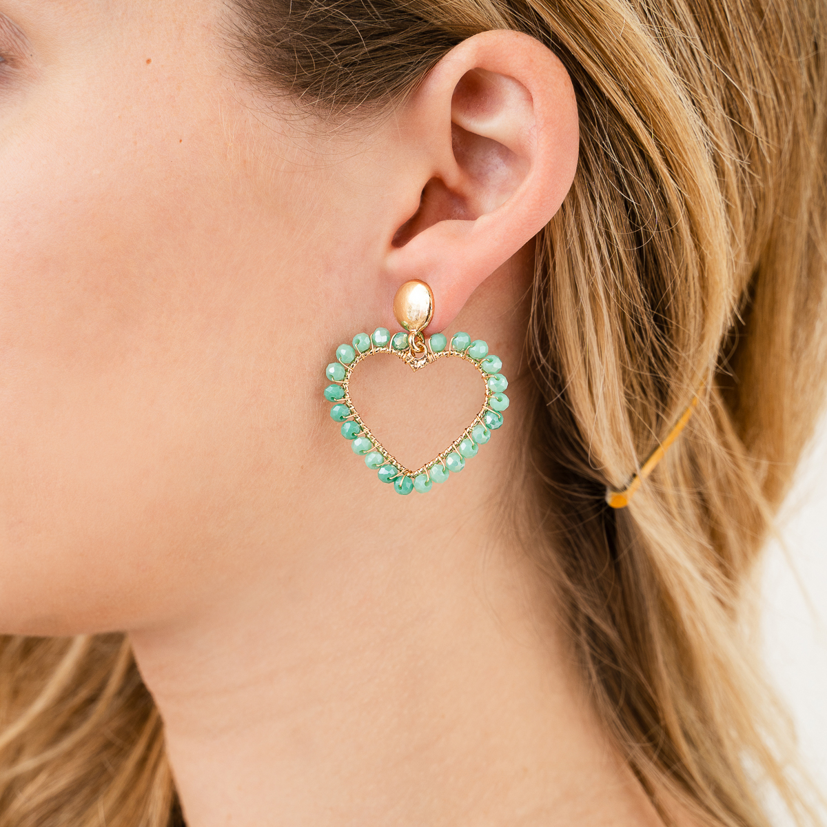 Summer hearts oorbellen kralen groen