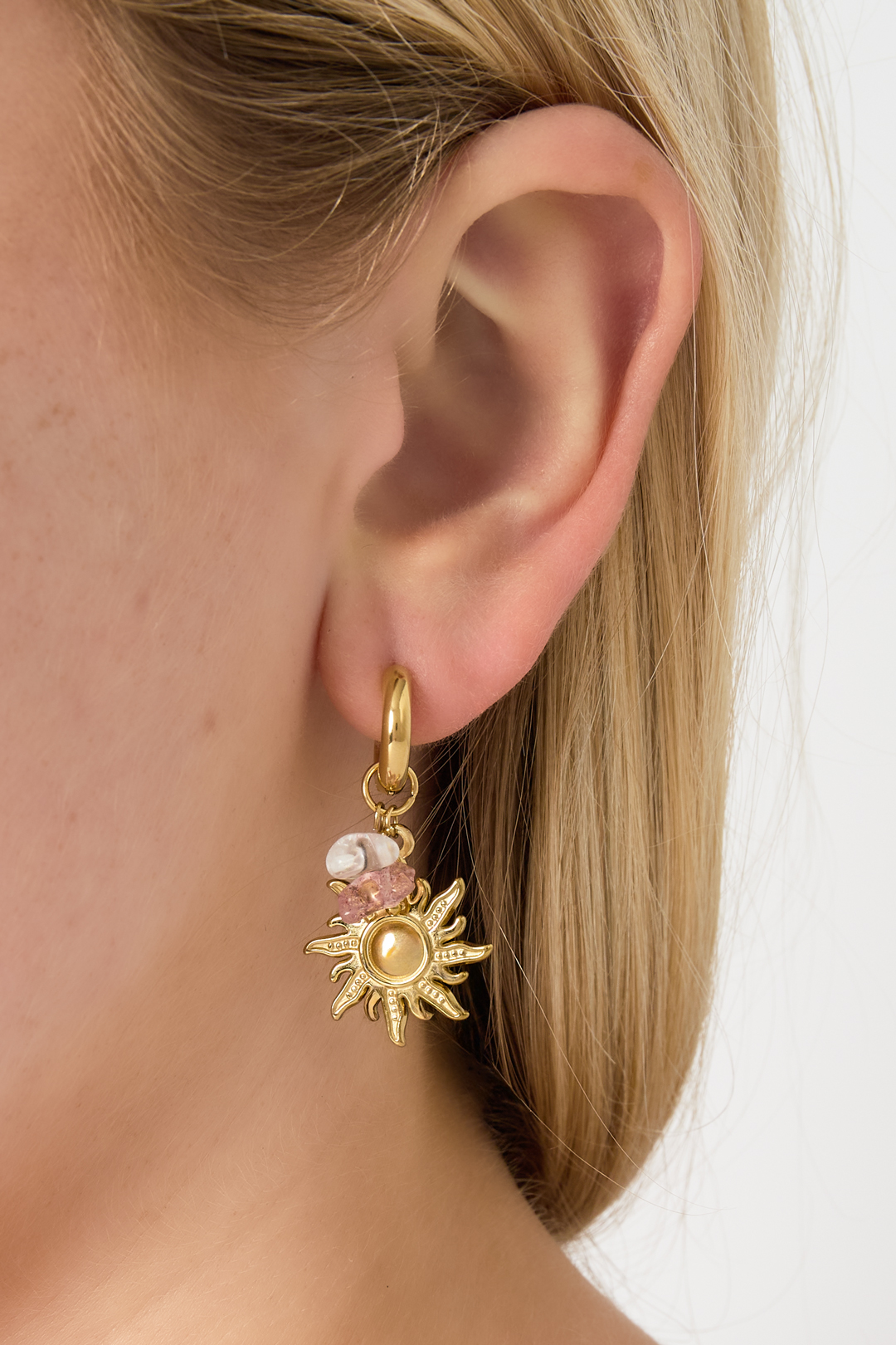 Oorbellen charms zon met steentje