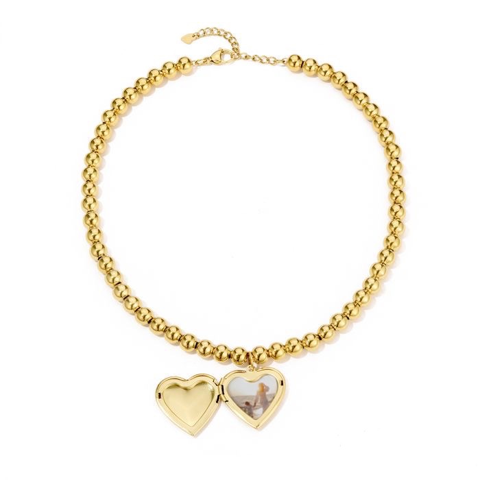 Statement ketting balletjes en hart goud