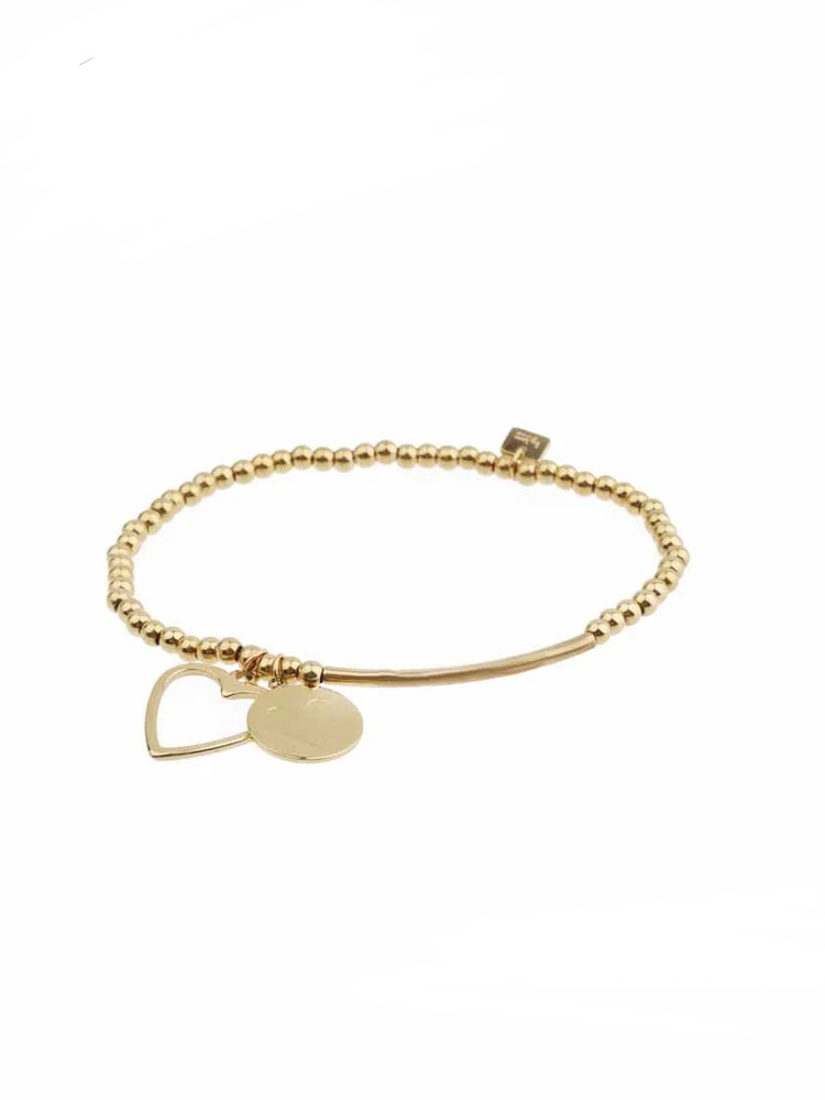 Elastieken armband bolletjes met 2 bedels