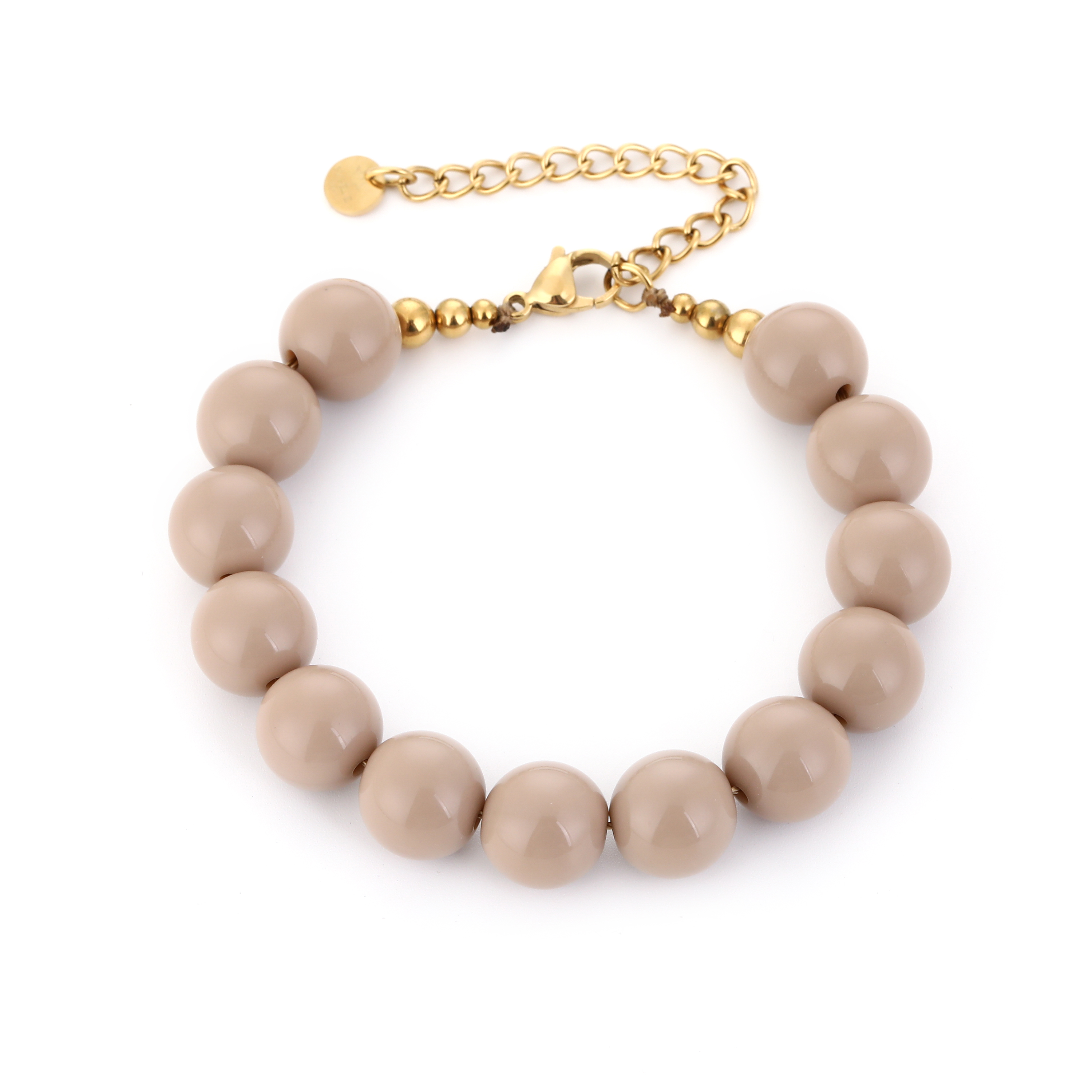 Grote kralen armband beige