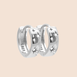 Pretty stars hoops 12 mm- echt zilver