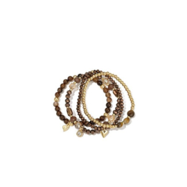 Armbandenset kralen bruin goud