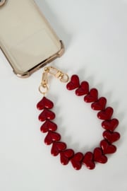 Telefoonkoord hartjes fuchsia rood