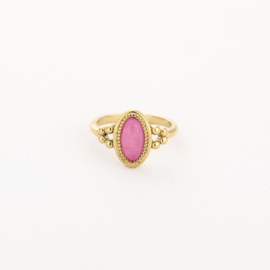 Stainless steel ring goud met rozenkwarts