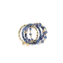 Armbandenset kralen goud en blauw