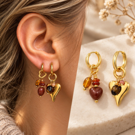 Earparty Autumn Hearts – gouden oorbellen met warme details
