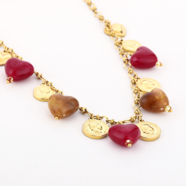 Stainless steel ketting met bedels goud