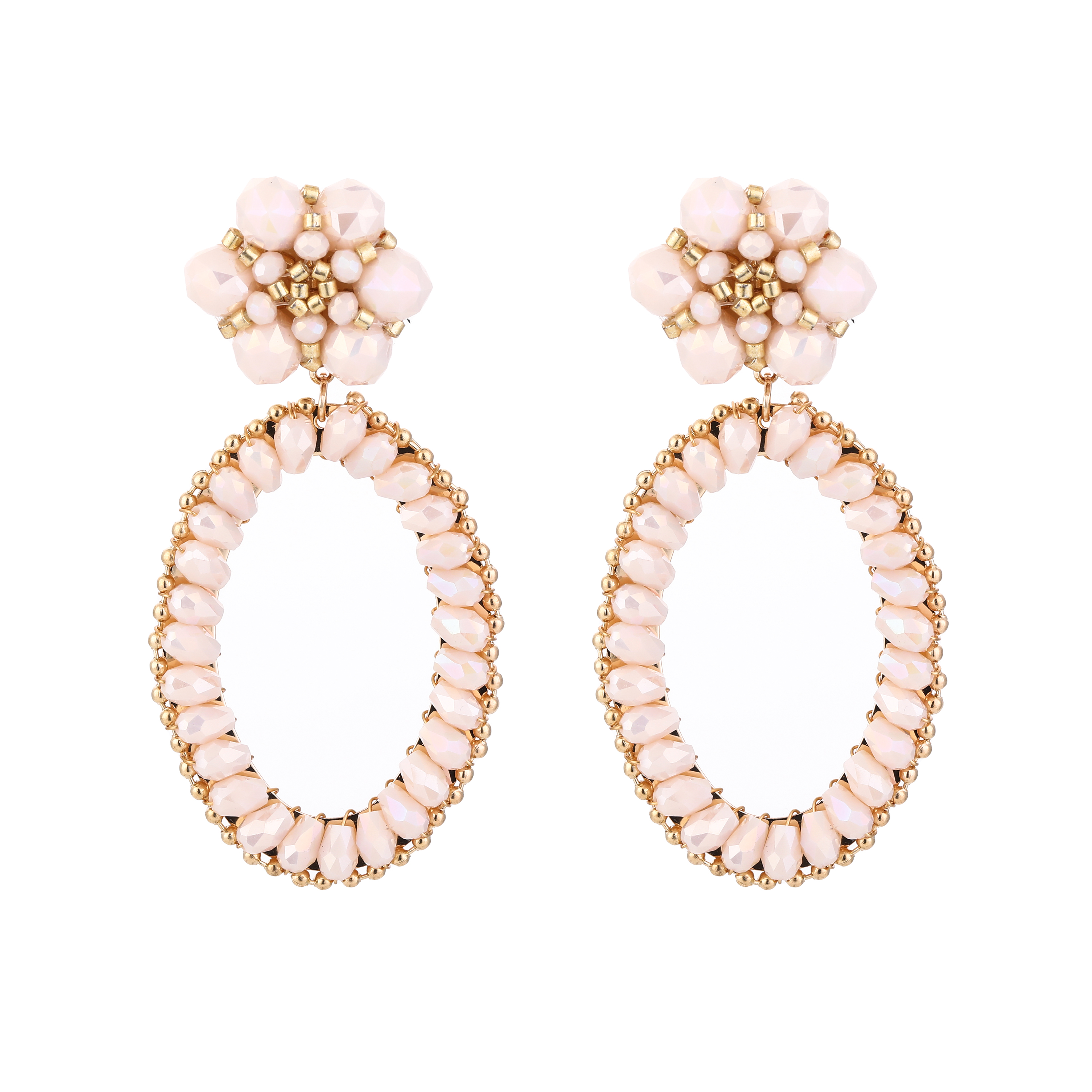 Statement oorbellen beige