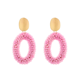 Statement Oorbellen kralen roze