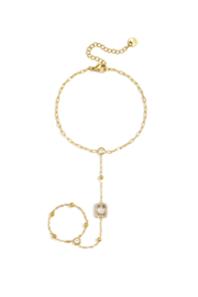 Hand chain armband steentjes in zilver en goud stainless steel
