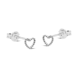 Oorknopjes hart dots - echt zilver