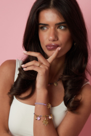 Touwarmband gouden bedels zon