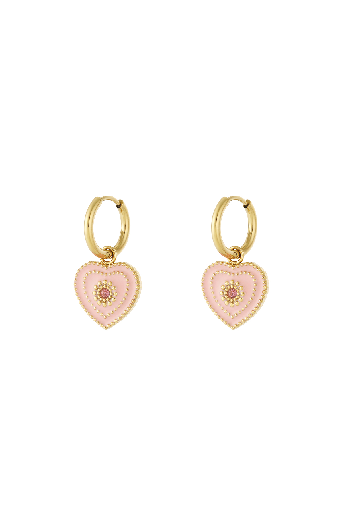 Oorbellen charms hartje roze