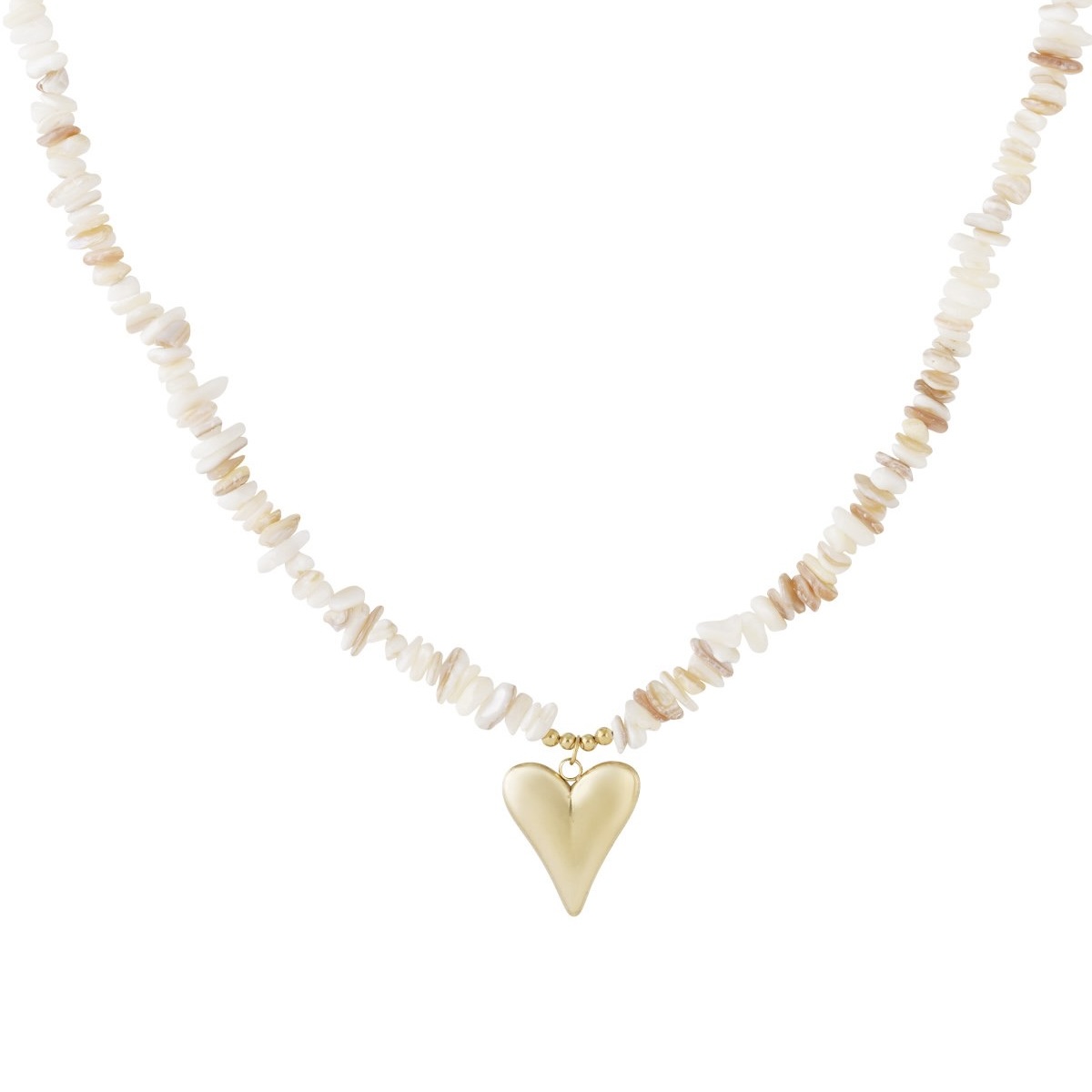 Kralenketting hart beige