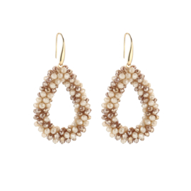 Statement oorbellen beige mix