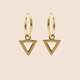 Oorbellen met bedel triangel - echt zilver
