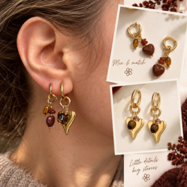 Earparty Autumn Hearts – gouden oorbellen met warme details