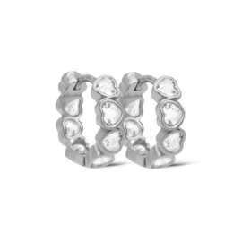 Hartjes bling hoops 12 mm- echt zilver