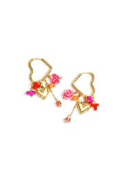Oorbellen stainless steel goud met roze bedels