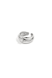 Dubbele ring stainless steel en steentjes goud