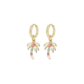 Oorbellen stainless steel goud met palmboom