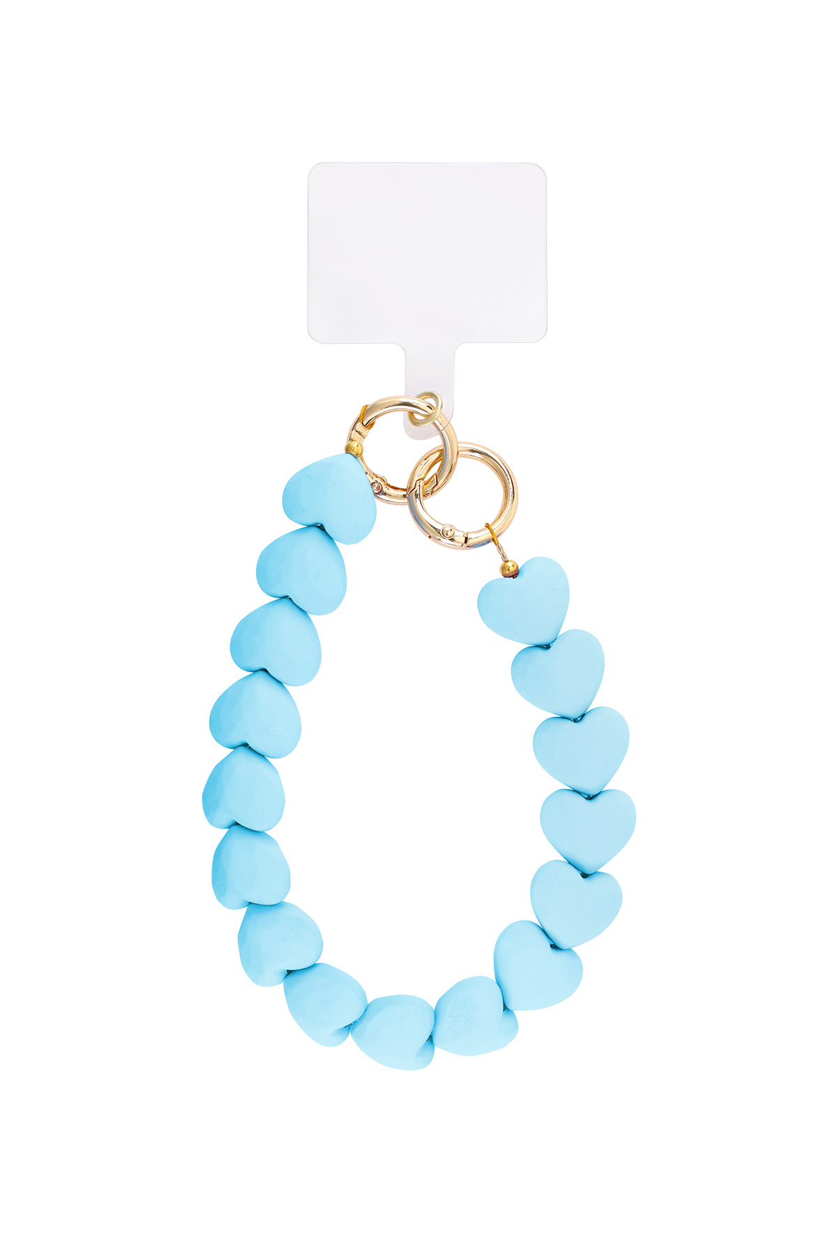 Telefoonkoord hartjes blauw