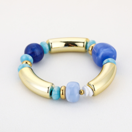 Kralen armband kleurrijk blauw tubes