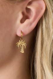 Oorbellen stainless steel goud met palmboom