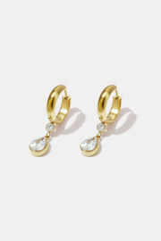 Stainless steel oorbellen zilver en goud met glinsterende steen