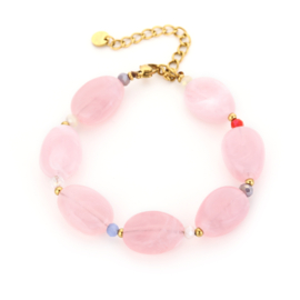 Grote kralen armband roze