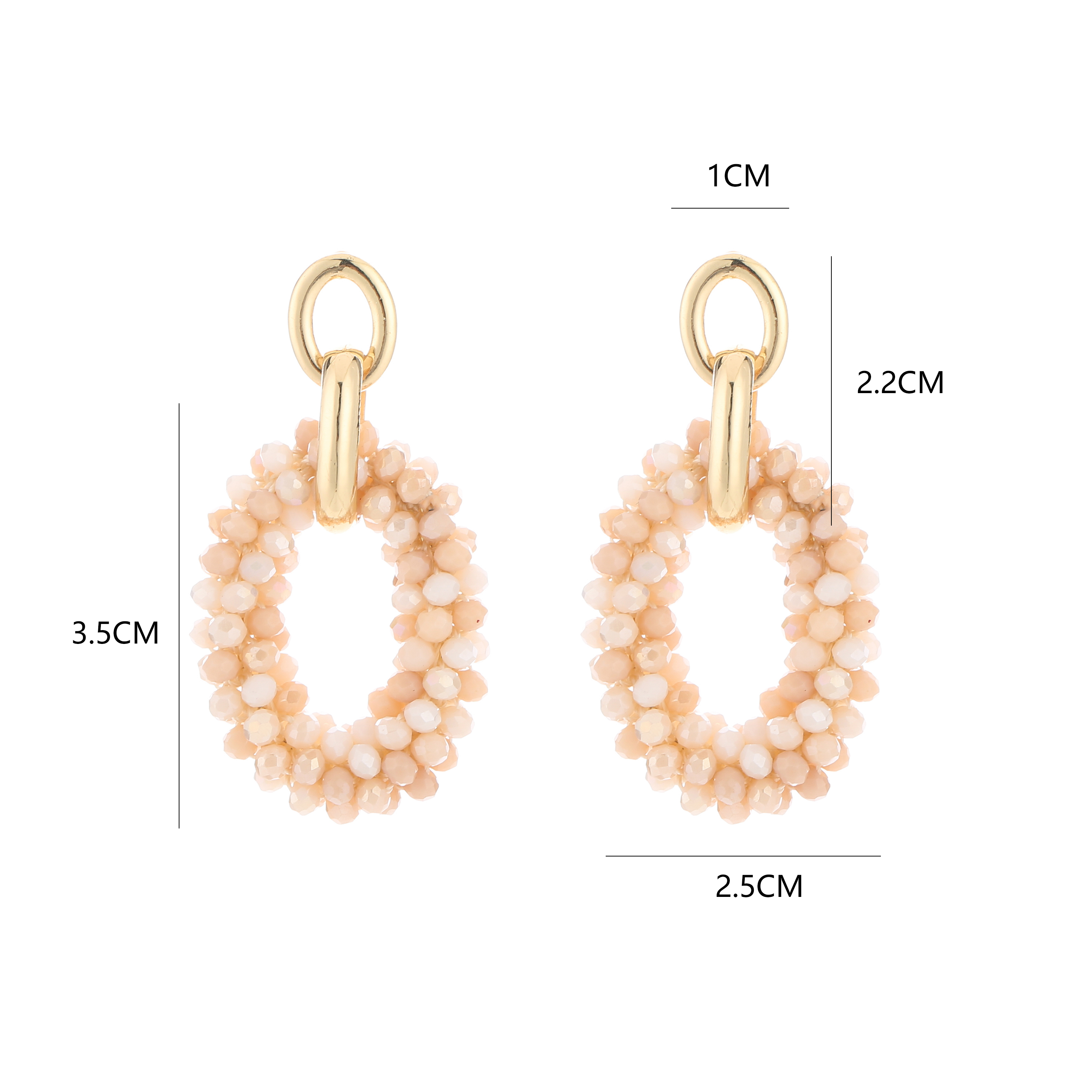 Statement oorbellen oval beige