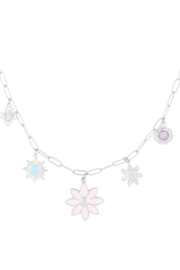 Bedelketting flower zilver