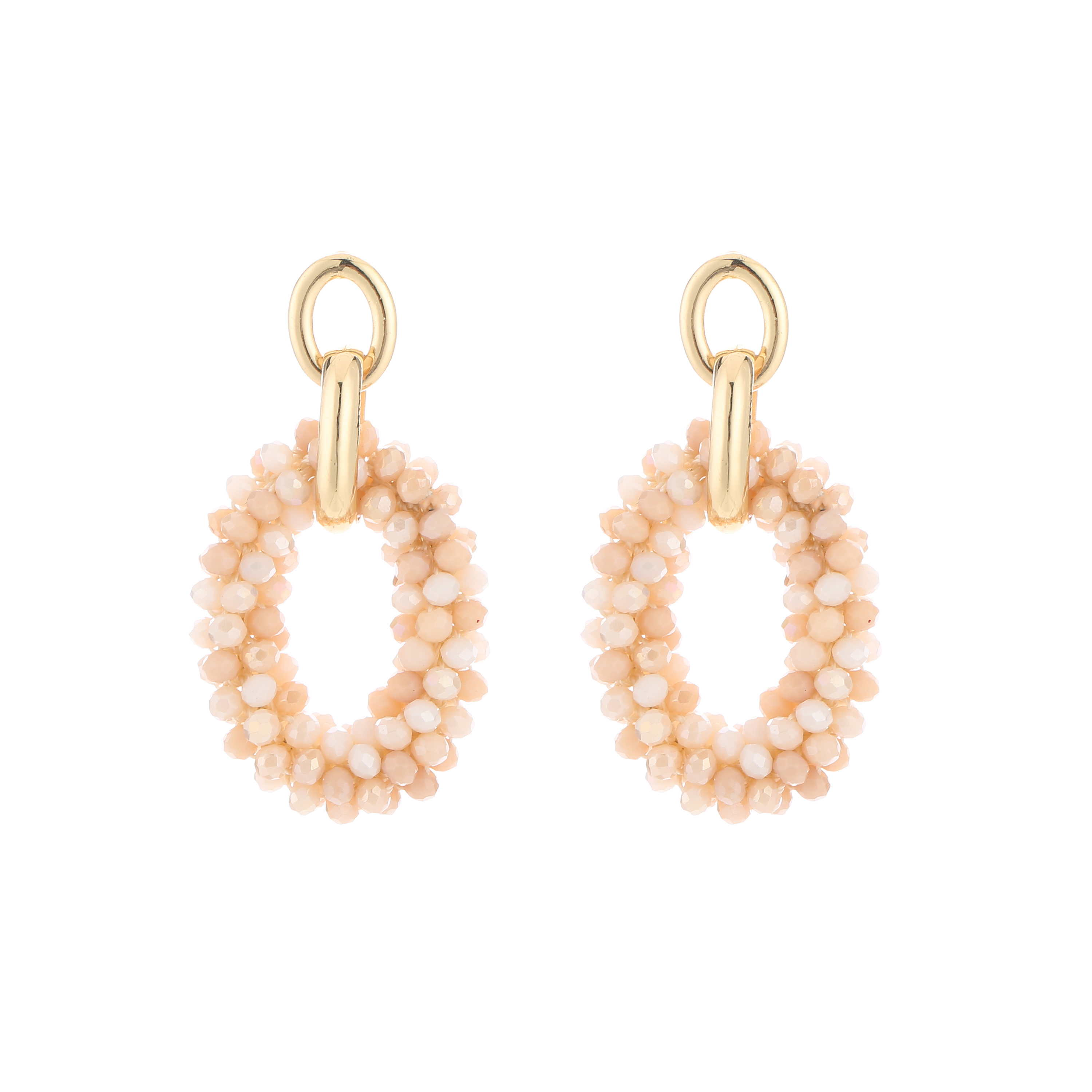 Statement oorbellen oval beige