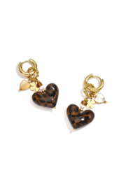 Pre-Order: Oorbellen stainless steel goud met panter hartje