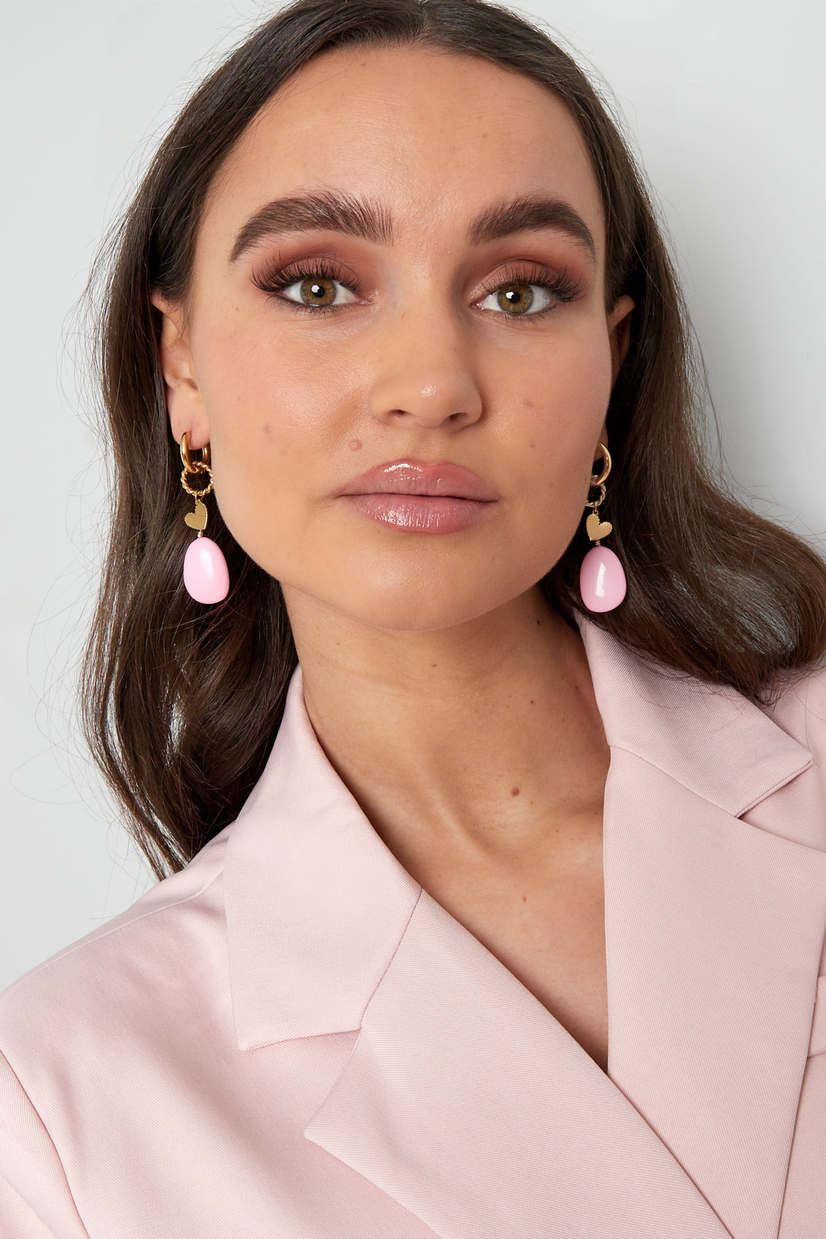 Oorbellen charms  roze