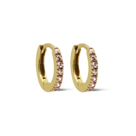 Basic hoop steentjes zalm 12mm  - echt zilver